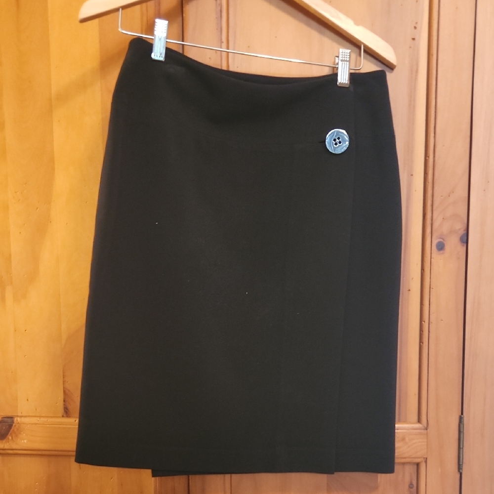 Focus 2000 Black Pencil Skirt with Blue Button